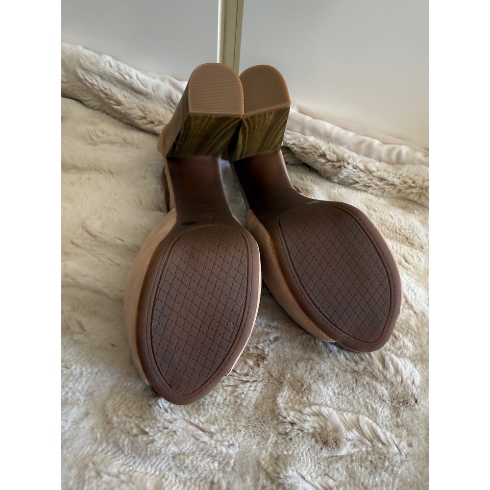 Jessica Simpson Womens Tan T-Strap Platform Block Wood Heel Sandals Size 10M - Picture 7 of 8